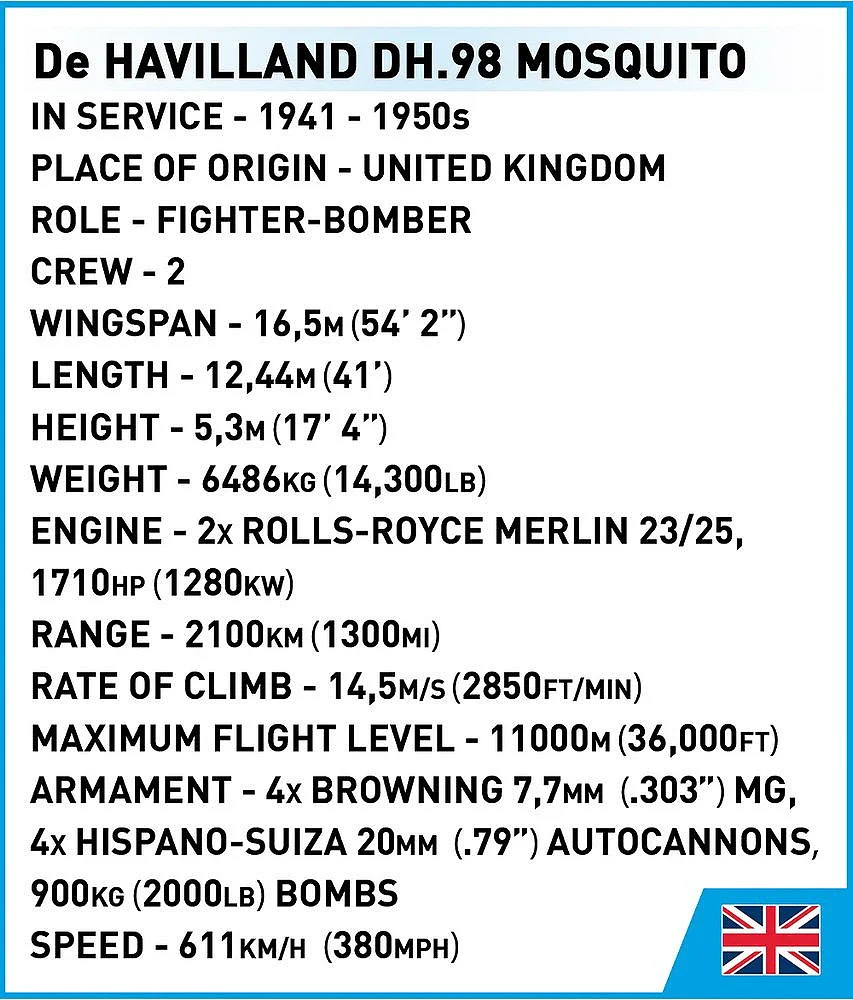 COB5735 De Havilland DH-98 Mosquito WWII (695 pcs) Model Kit - Image 9