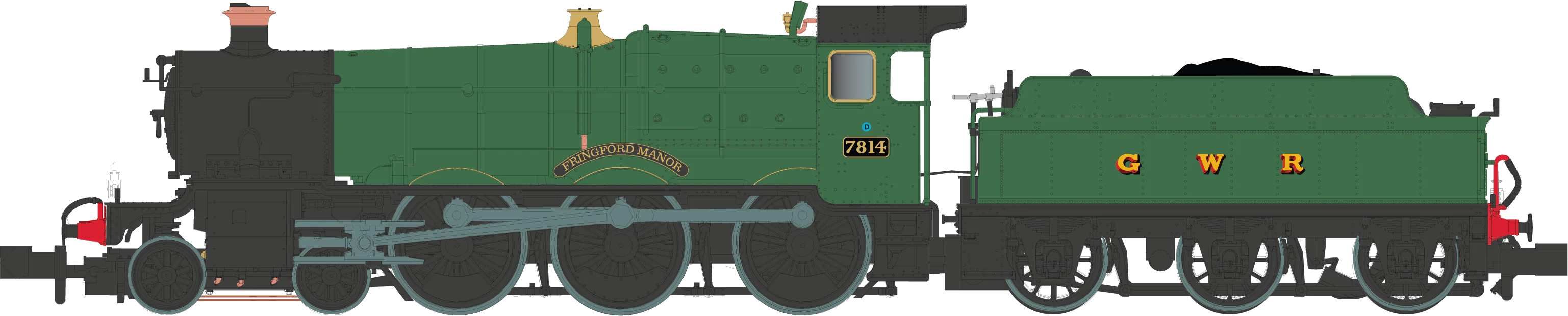2S-001-006D 4-6-0 Fringford Manor 7814 Green Shirt GWR Steam Locomotive - DCC Fitted - Image 2
