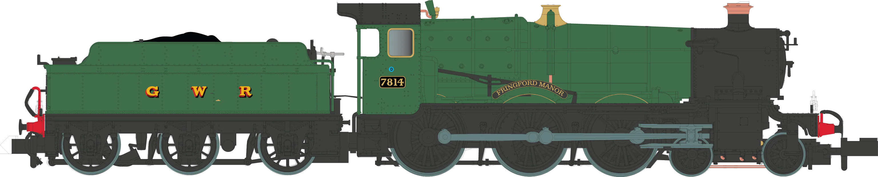 2S-001-006S 4-6-0 Fringford Manor 7814 Green Shirt GWR Steam Locomotive - DCC Sound