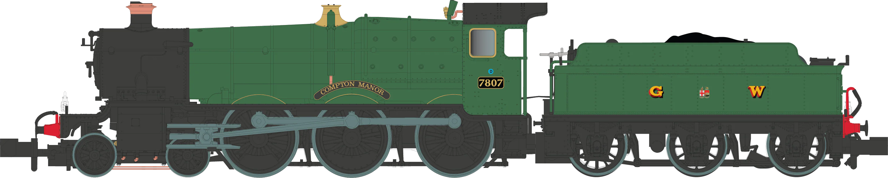 2S-001-007 4-6-0 Compton Manor 7807 Green G Crest W Steam Locomotive - Image 2