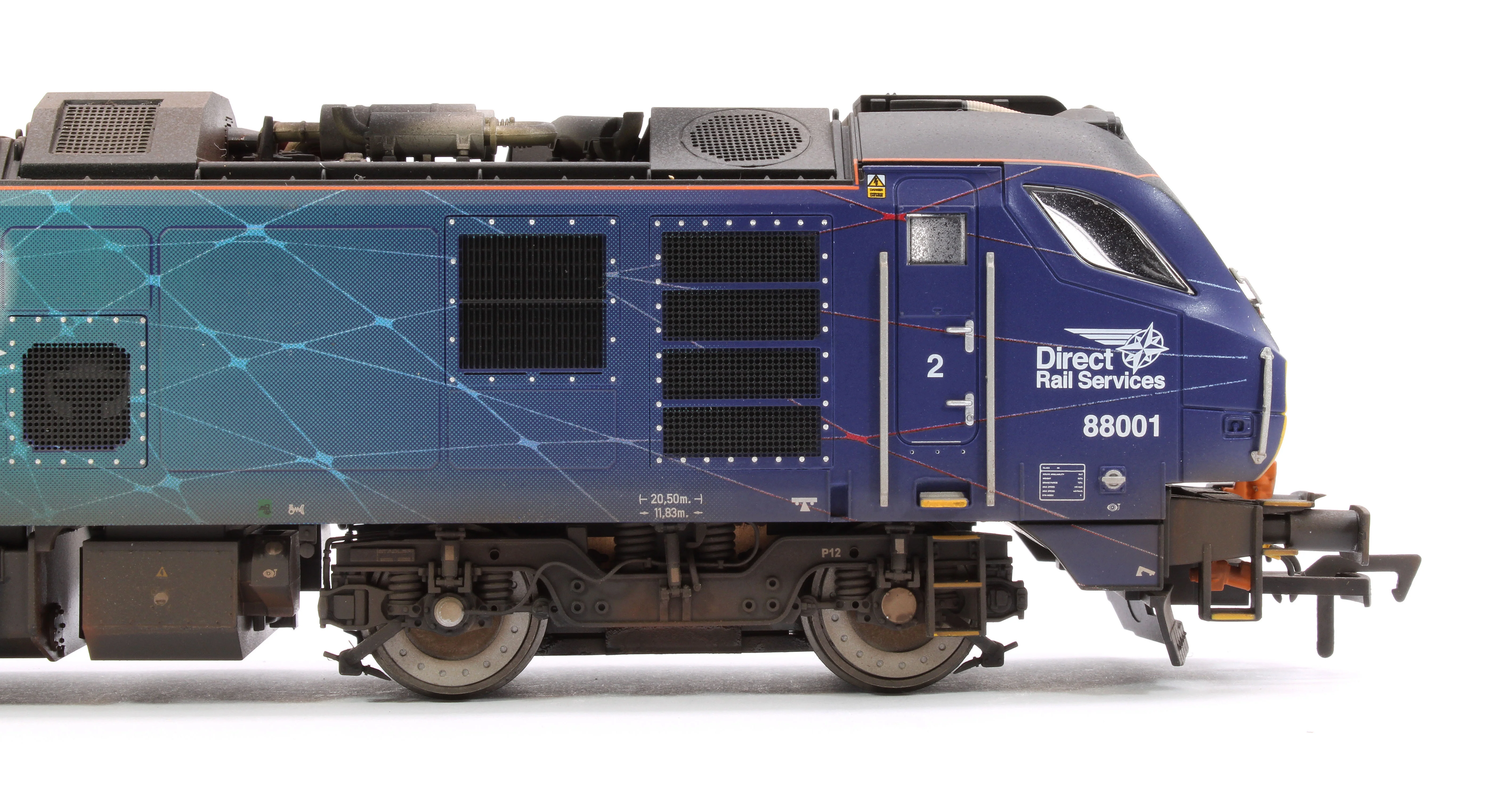 4D-088-001W Highly Detailed Premium Weathered Class 88 'Revolution' 88001 DRS Electro-Diesel Locomotive - Image 8