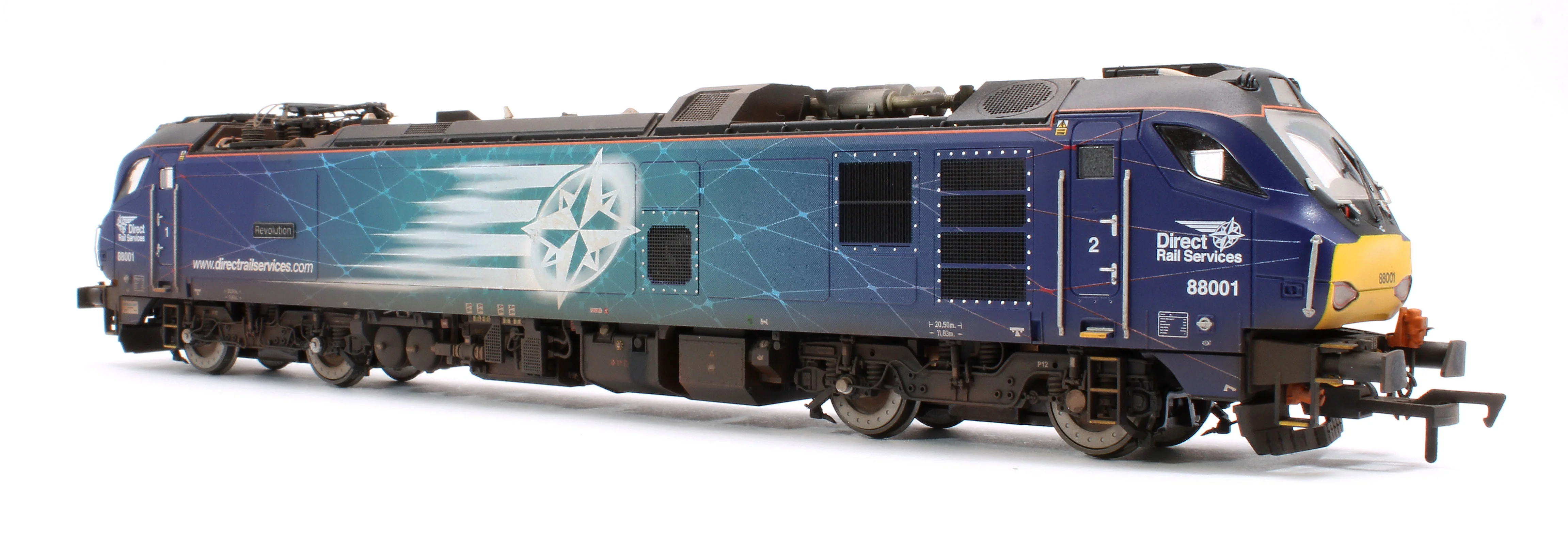 4D-088-001SW Highly Detailed Premium Weathered Class 88 'Revolution' 88001 DRS Electro-Diesel Locomotive (DCC Sound & Working Pantograph) - Image 2