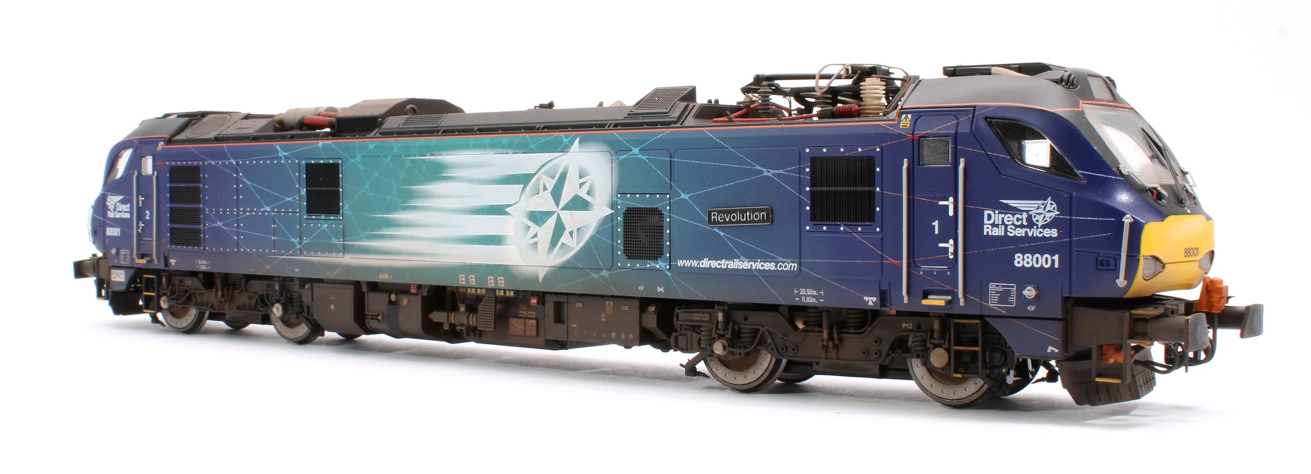 4D-088-001SW Highly Detailed Premium Weathered Class 88 'Revolution' 88001 DRS Electro-Diesel Locomotive (DCC Sound & Working Pantograph) - Image 4