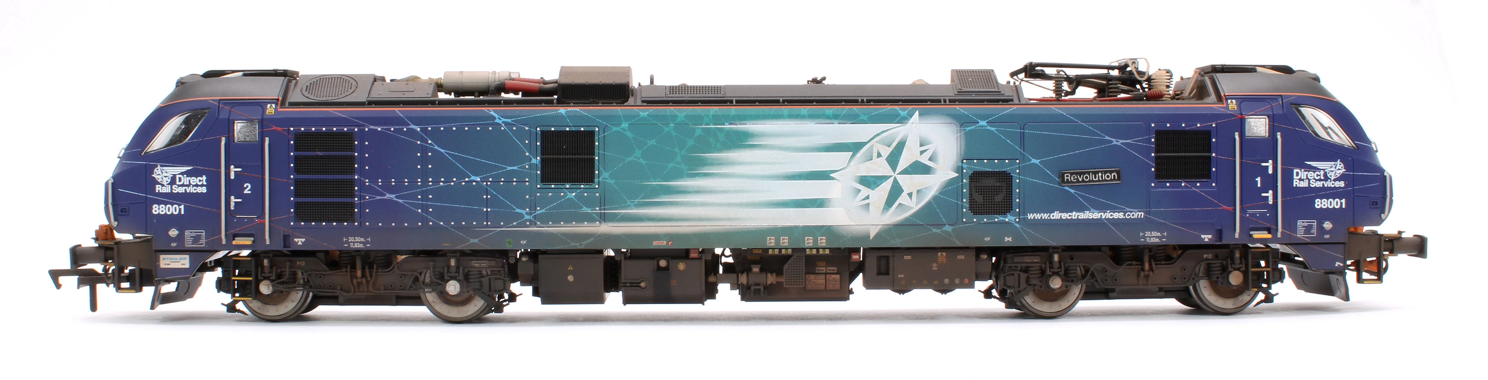 4D-088-001SW Highly Detailed Premium Weathered Class 88 'Revolution' 88001 DRS Electro-Diesel Locomotive (DCC Sound & Working Pantograph) - Image 5