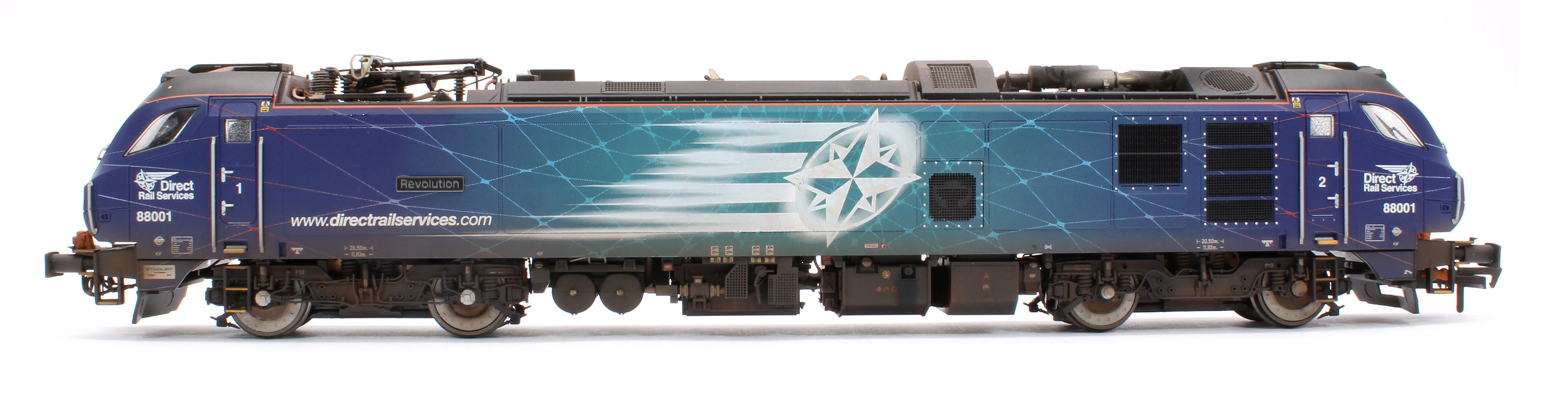 4D-088-001SW Highly Detailed Premium Weathered Class 88 'Revolution' 88001 DRS Electro-Diesel Locomotive (DCC Sound & Working Pantograph) - Image 6
