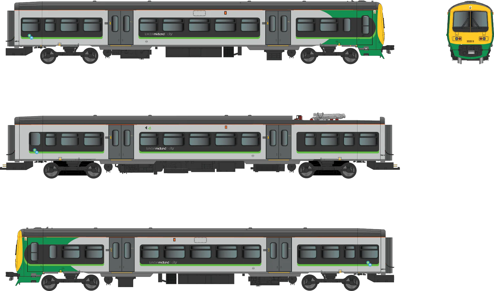 4D-323-003S Class 323 323213 London Midland 3 Car EMU Set - DCC Sound Fitted