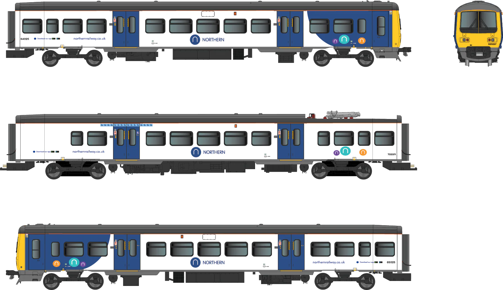 4D-323-006D Class 323 323225 Northern New – White / Blue 3 Car EMU Set - DCC Fitted - Image 5