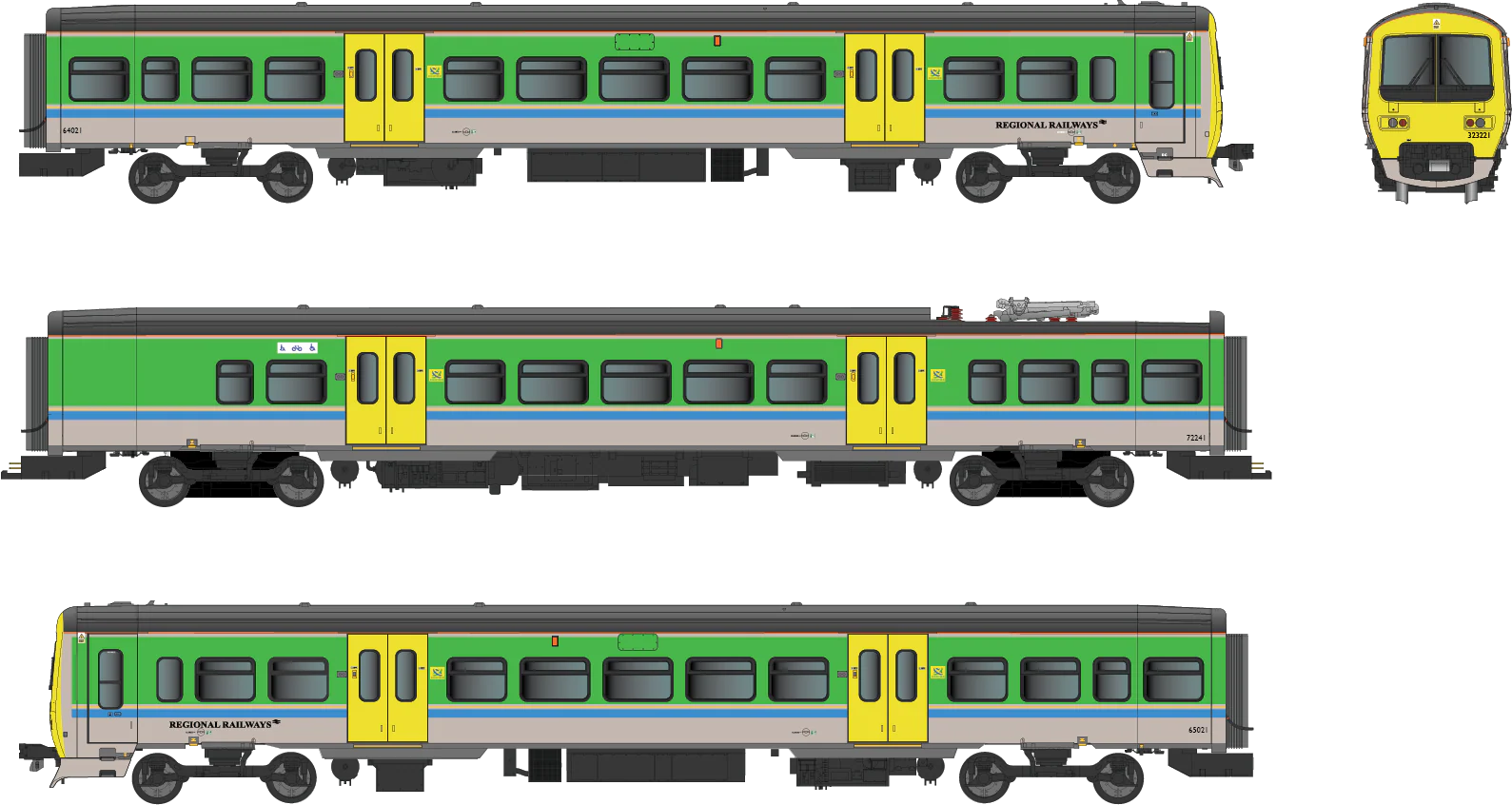 4D-323-007S Class 323 323221 Regional Railways Centro Heritage Repaint 3 Car EMU Set - DCC Sound Fitted