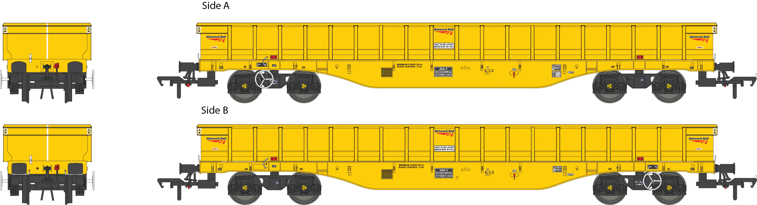 4F-083-006 JNA-Y 'Hawk' Outer Wagon Network Rail Yellow 81705831125-6