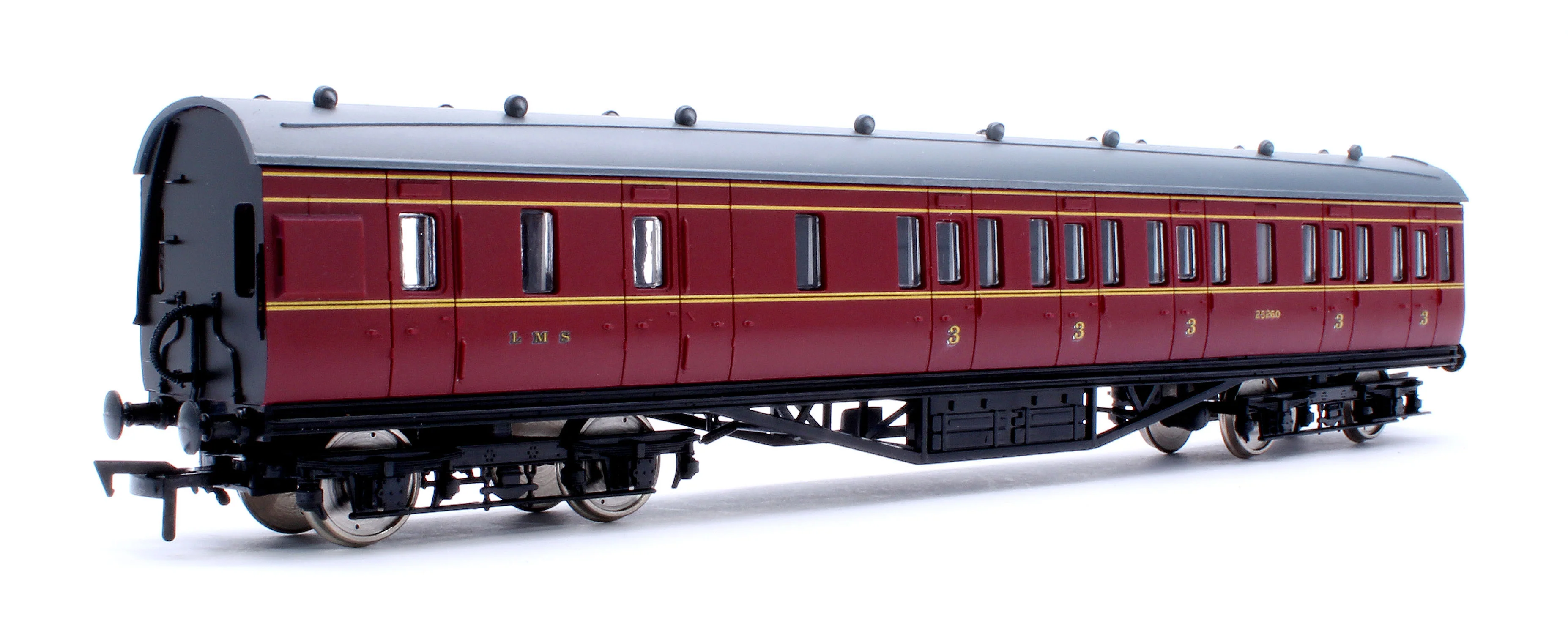 4P-010-251 57ft Stanier Non-Corridor Brake 25260 LMS Lined Maroon