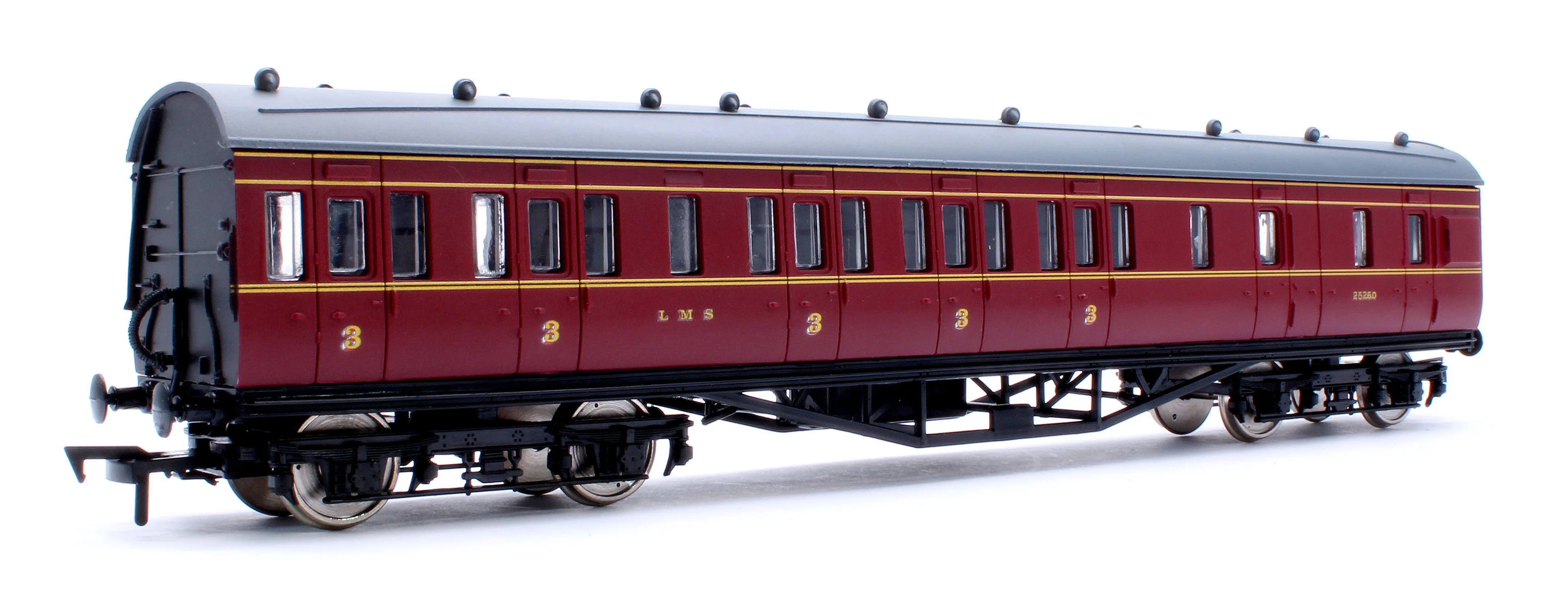 4P-010-251 57ft Stanier Non-Corridor Brake 25260 LMS Lined Maroon - Image 3