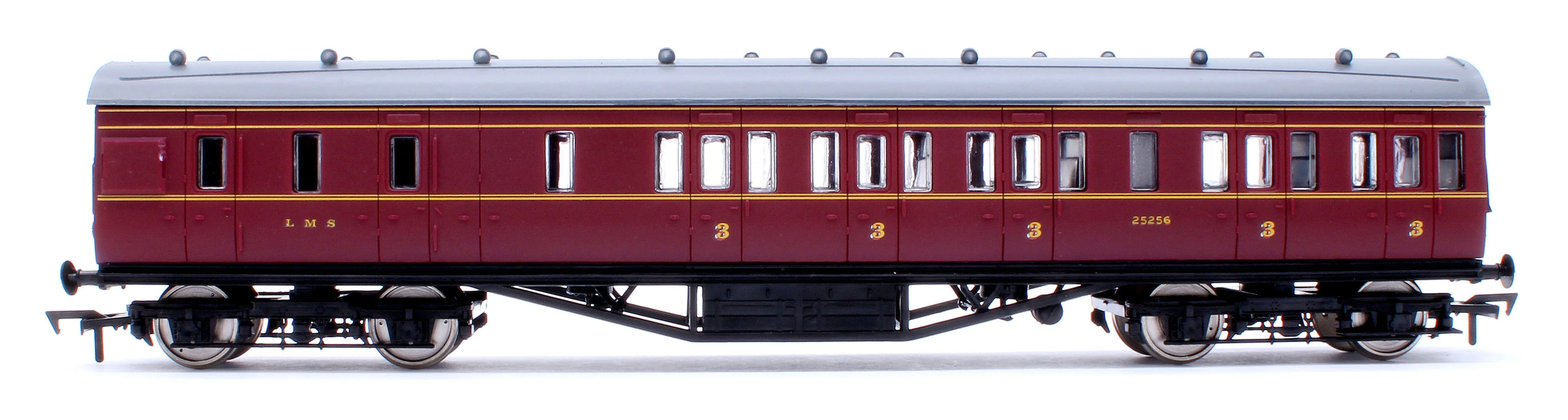 4P-010-252 57ft Stanier Non-Corridor Brake 25256 LMS Lined Maroon - Image 2