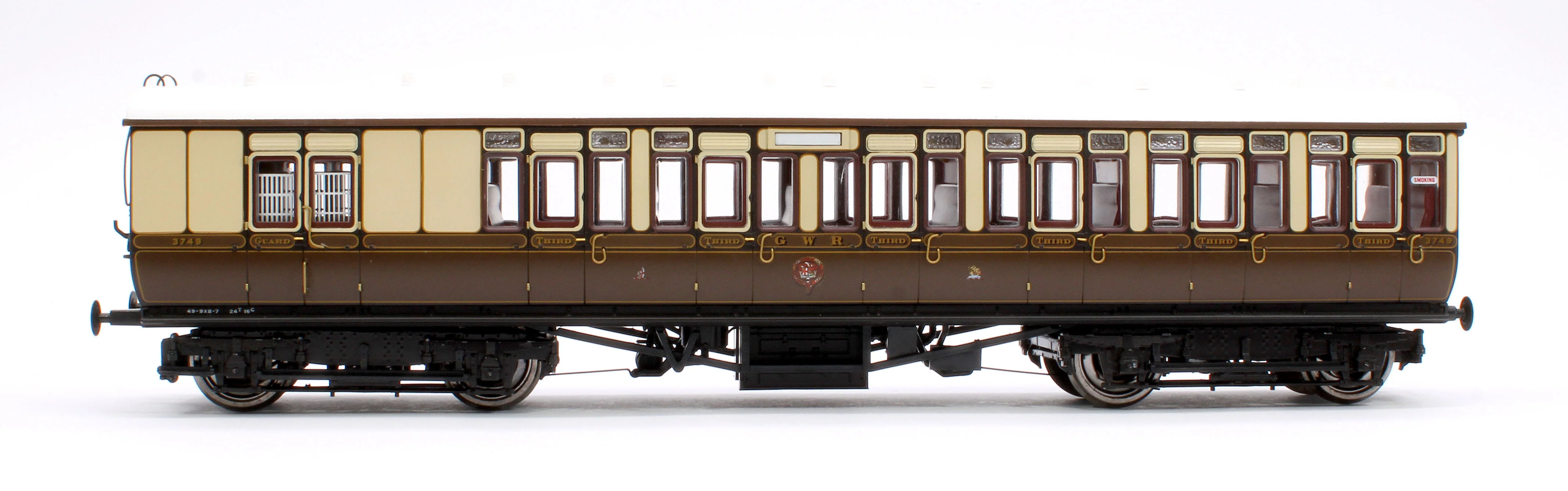 4P-020-101 GWR Toplight Mainline City Lined Chocolate & Cream 3rd Brake 3749 Set 2 - Image 2