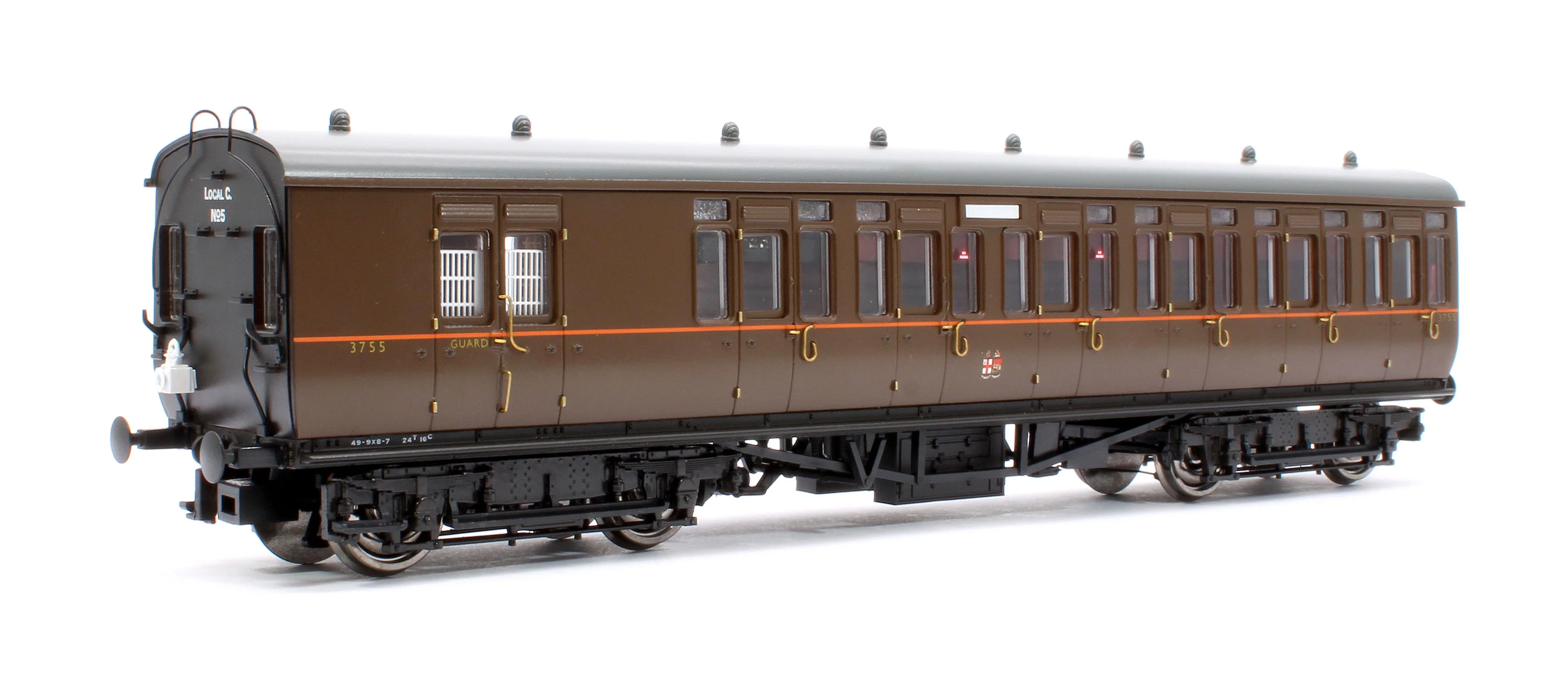 4P-020-401 GWR Toplight Mainline City GWR All Brown Third Brake 3755 Set 5