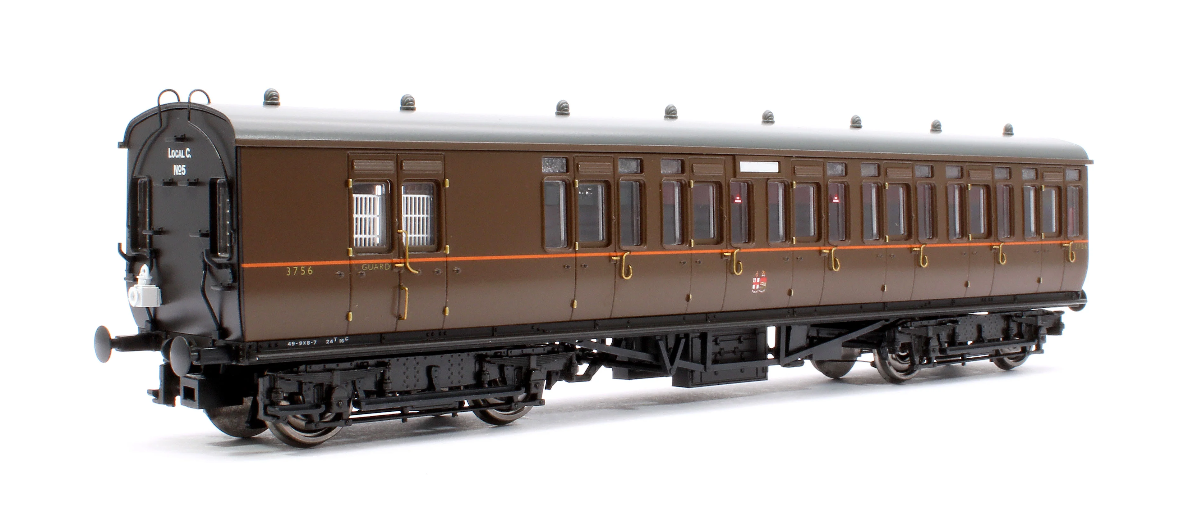 4P-020-402 GWR Toplight Mainline City GWR All Brown Third Brake 3756 Set 5