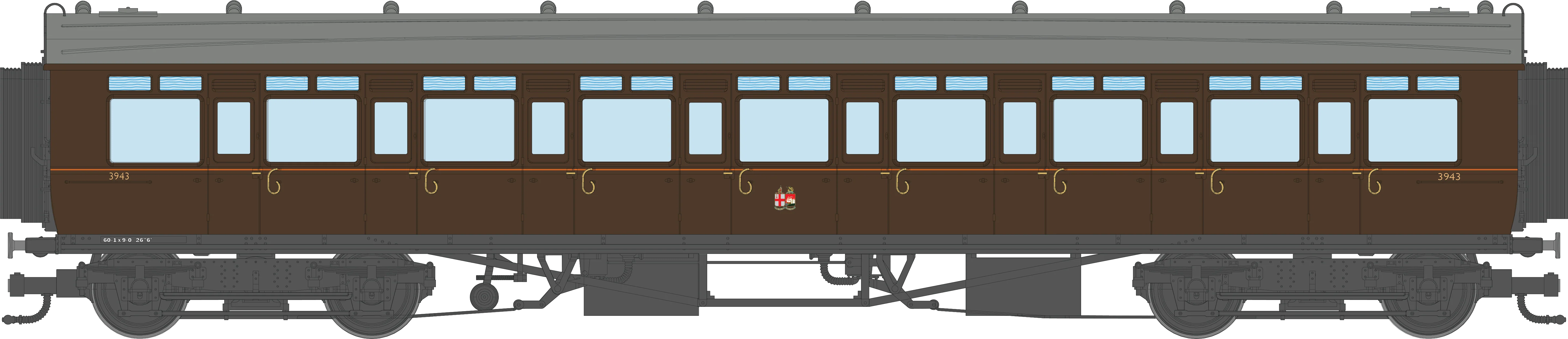 4P-021-401 GWR Corridor Toplight 1940 All Brown Twin Cities All Third 3943