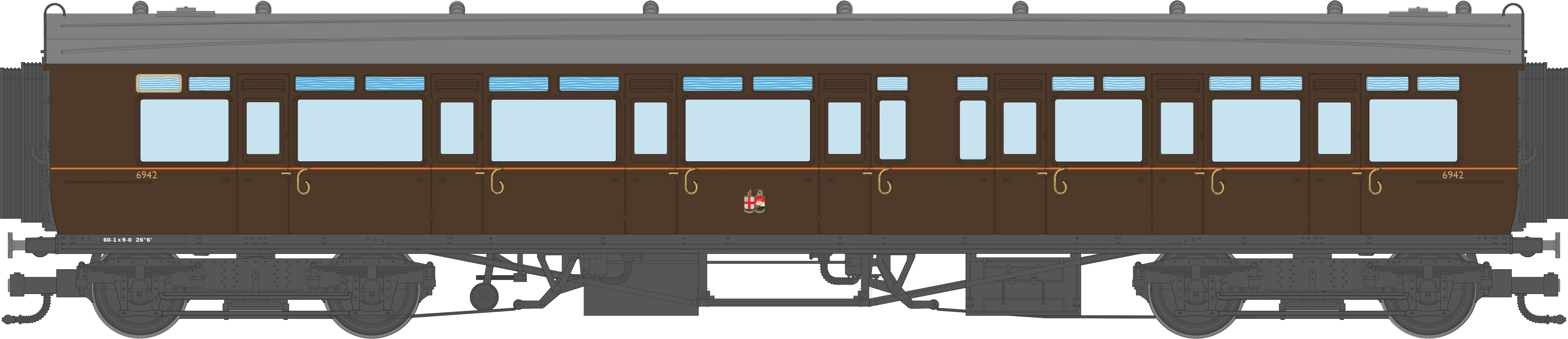 4P-021-402 GWR Corridor Toplight 1940 All Brown Twin Cities Composite LH 6942