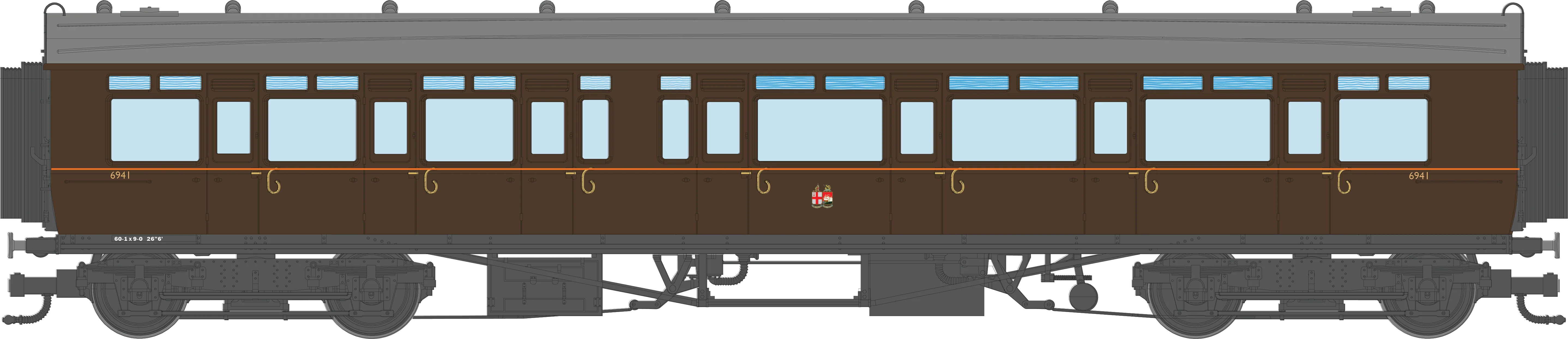 4P-021-403 GWR Corridor Toplight 1940 All Brown Twin Cities Composite RH 6941