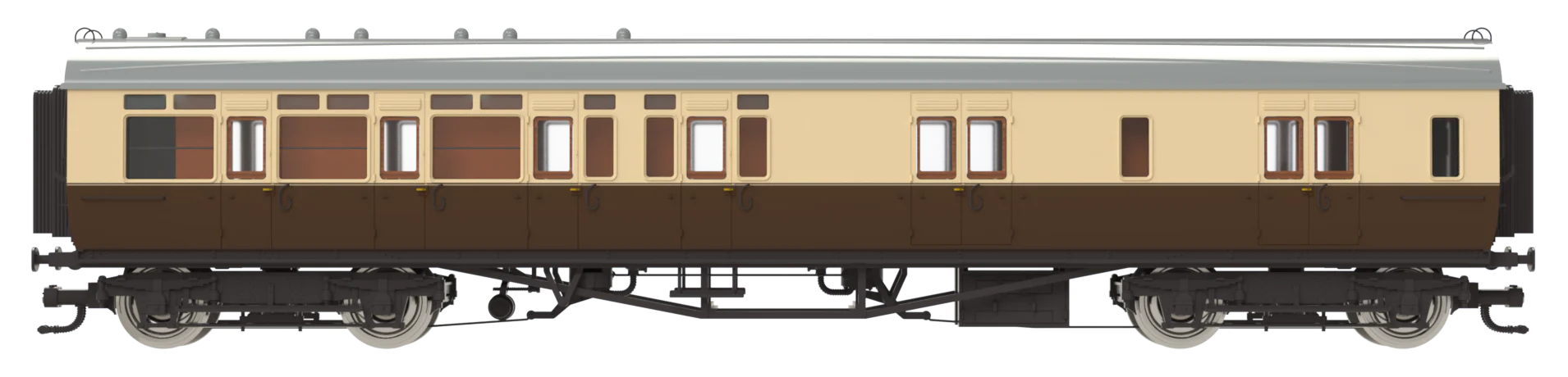 4P-021-504 GWR Corridor Toplight 1947 Chocolate & Cream Great Western Brake Third LH 3766 - Image 2