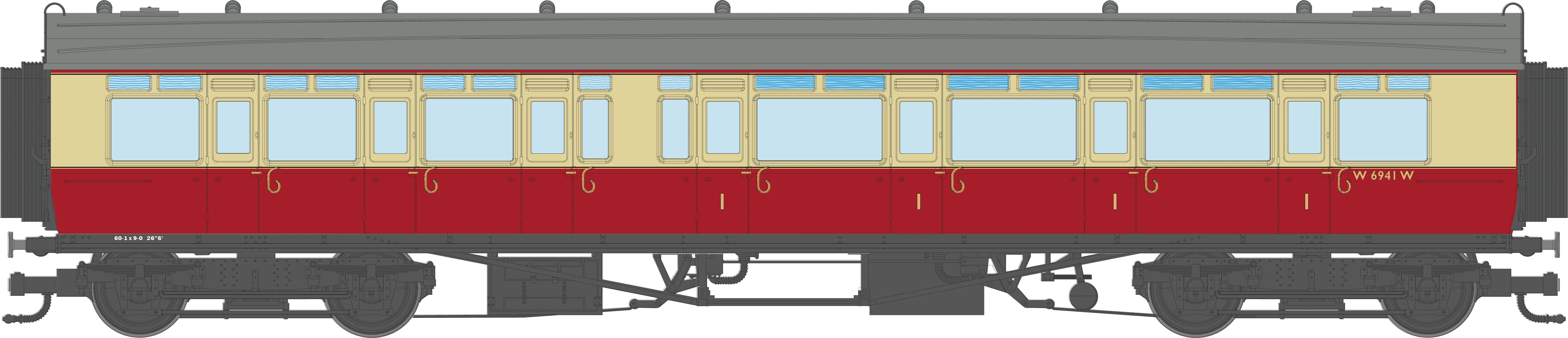 4P-021-603 GWR Corridor Toplight BR Crimson & Cream Composite RH W6941W