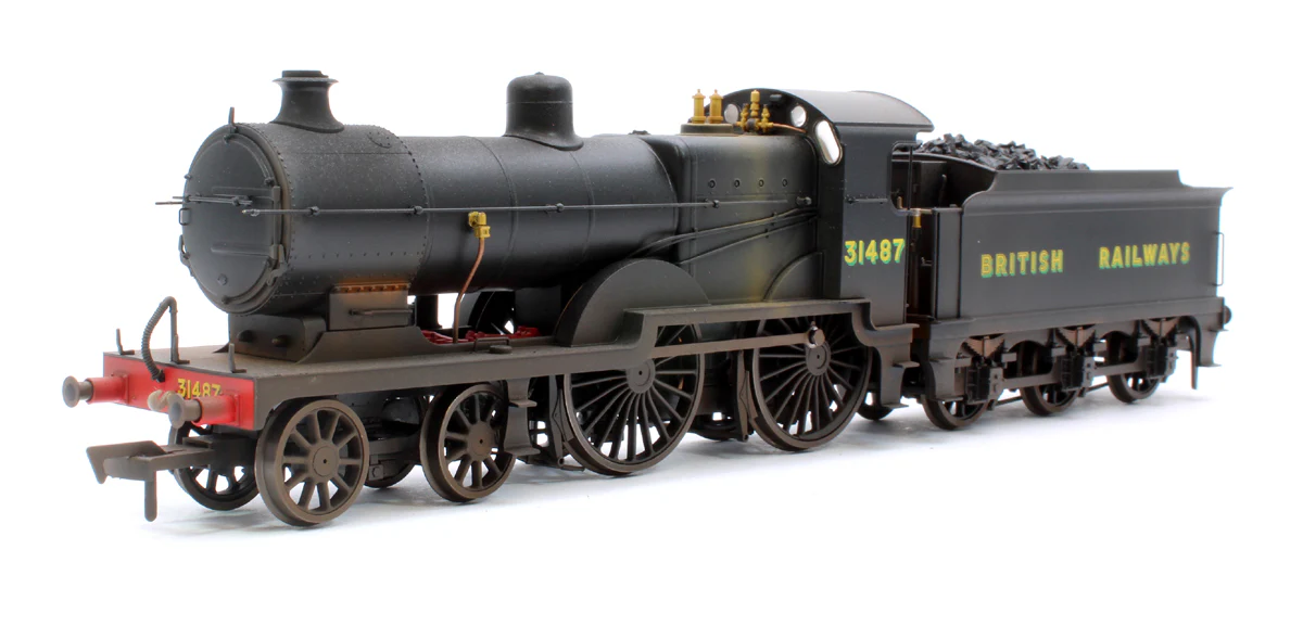 4S-028-006DWL Highly Detailed Premium Weathered SECR Maunsell D1 Class BR Black (Sunshine Lettering) 4-4-0 Steam Locomotive No.31487