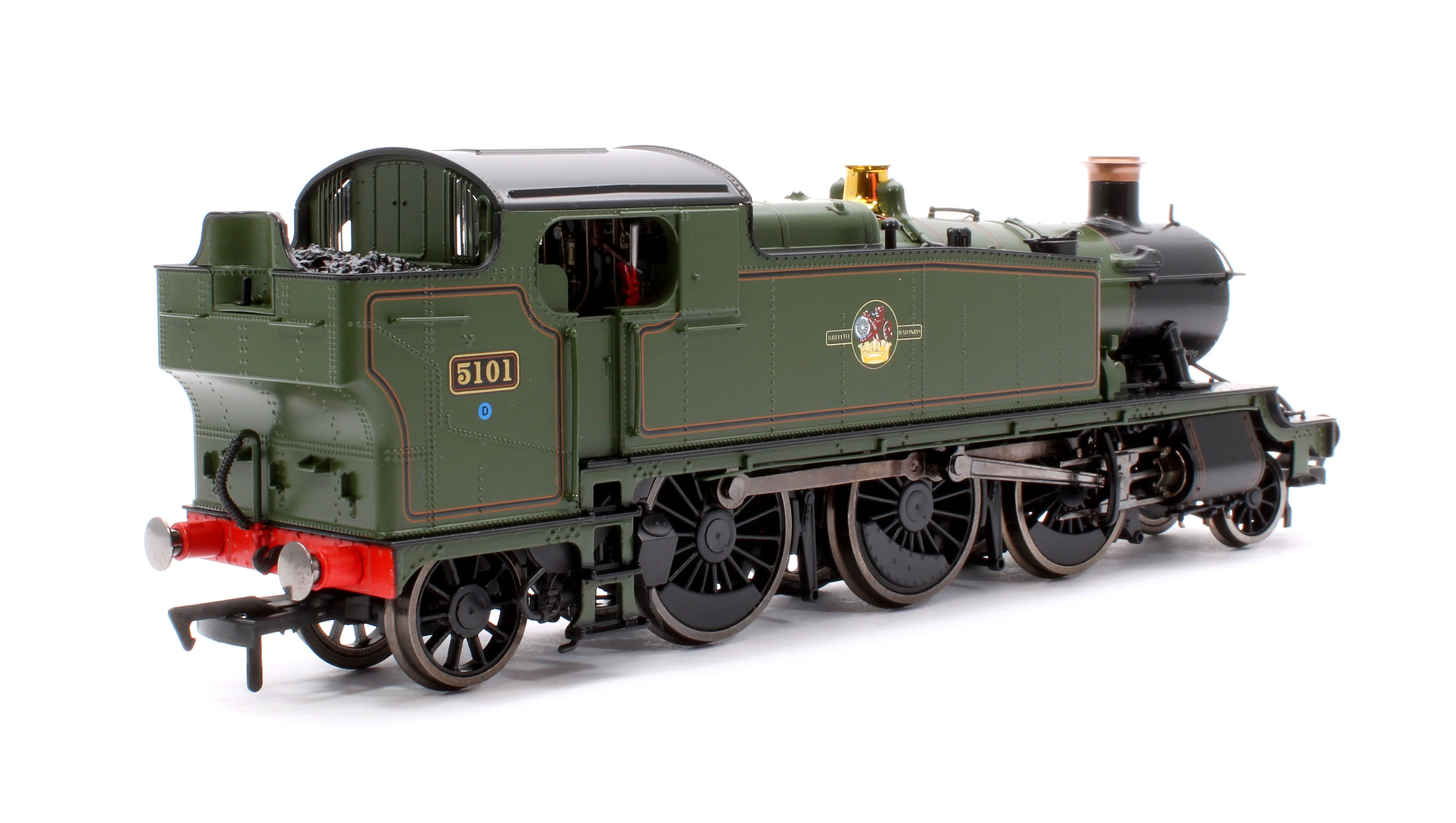 4S-041-015 Large Prairie 5101 Lined BR Green Late Crest Steam Locomotive - Image 3