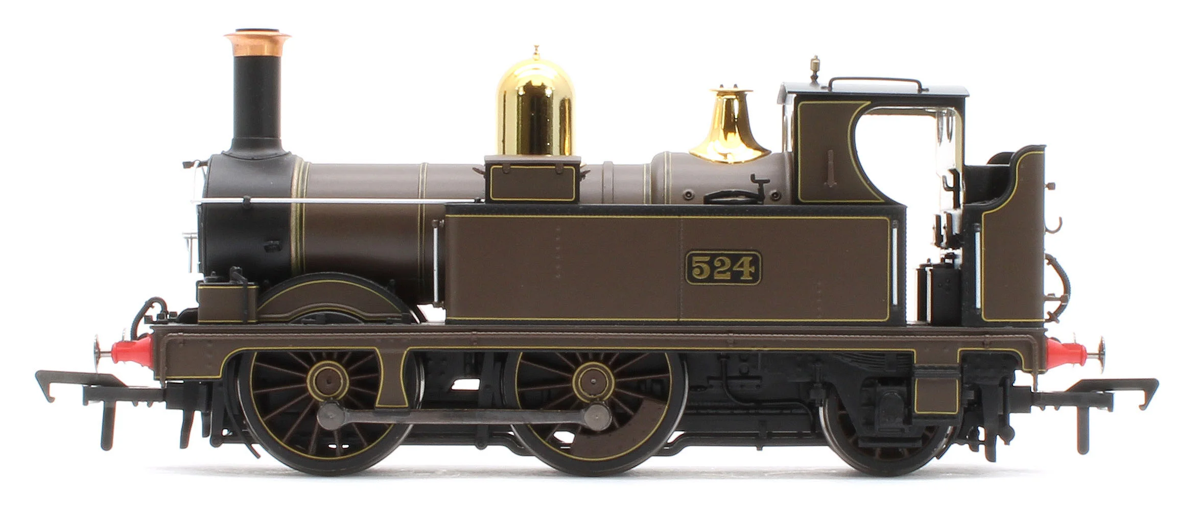 4S-517-002 GWR 517 Class 0-4-2 524 Lined Chocolate Steam Locomotive - Image 2