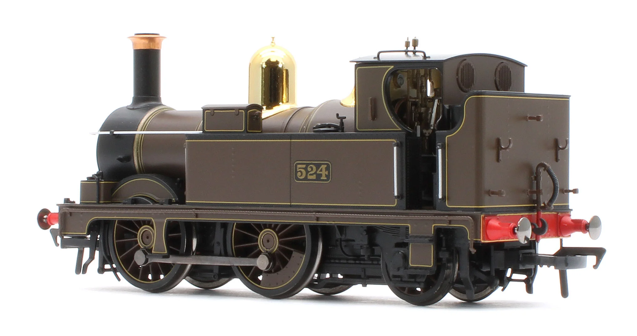 4S-517-002 GWR 517 Class 0-4-2 524 Lined Chocolate Steam Locomotive - Image 3