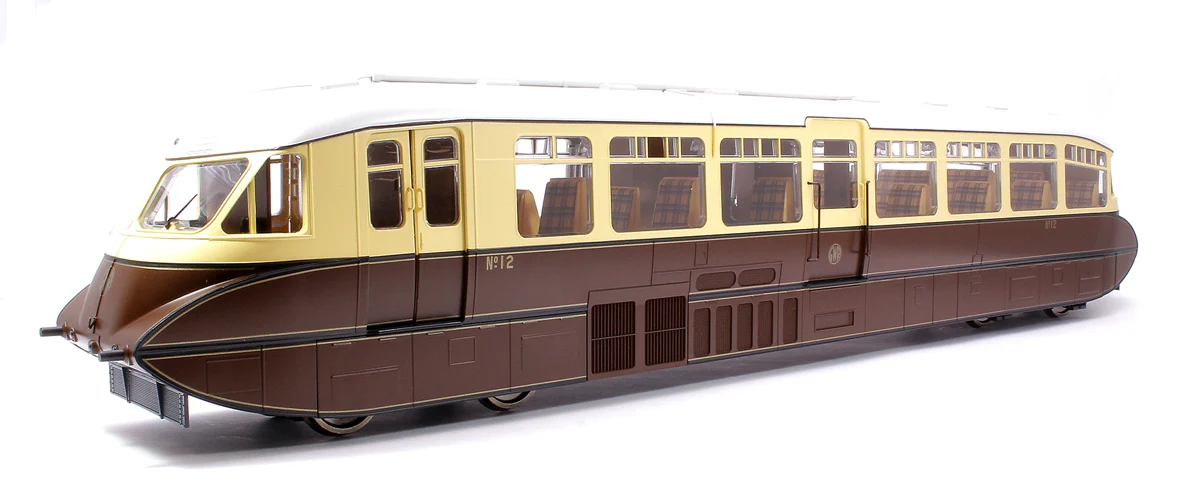 7D-011-001 Streamlined Railcar 12 Lined Chocolate & Cream GWR Monogram Diesel Locomotive - Image 3