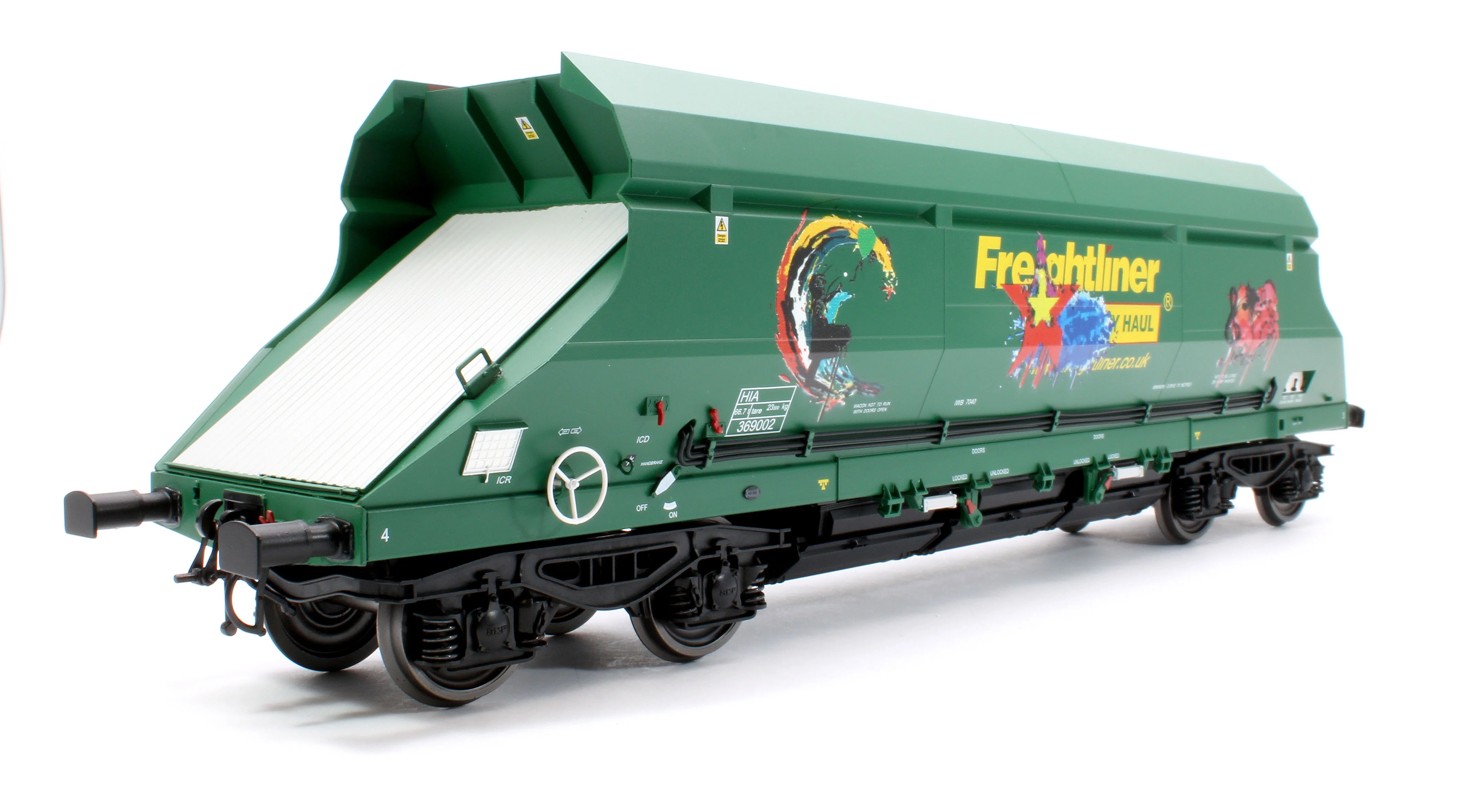 7F-026-005G1 HIA Freightliner Green Heavy Haul Limestone Hopper 369002 Graffiti - Image 3