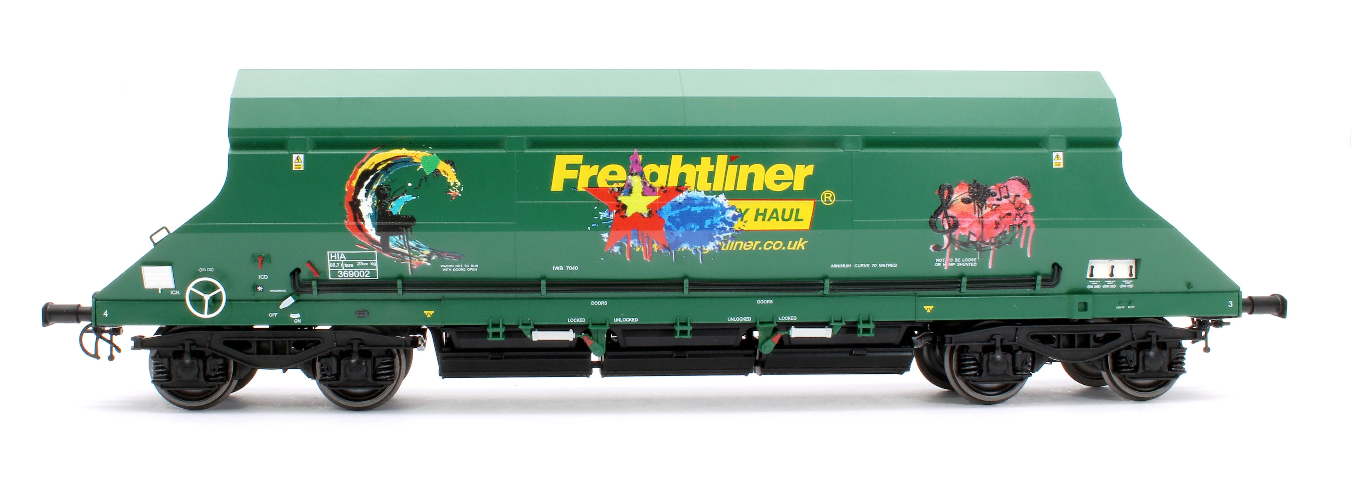7F-026-005G1 HIA Freightliner Green Heavy Haul Limestone Hopper 369002 Graffiti - Image 4