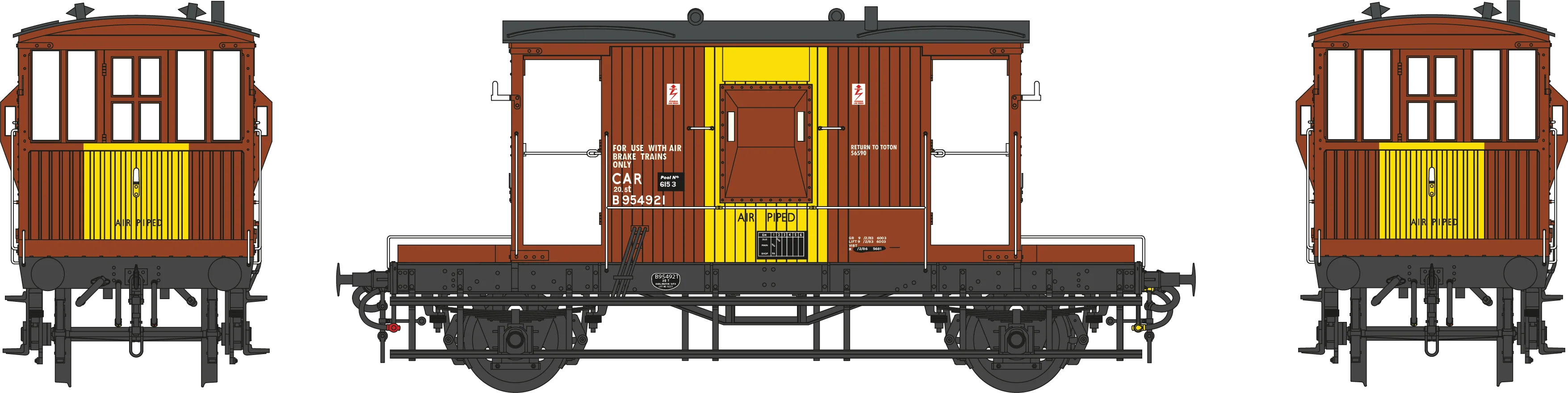 7F-200-021 BR 20T Brake Van Diagram 1/507 B954921 BR Bauxite CAR - Image 2