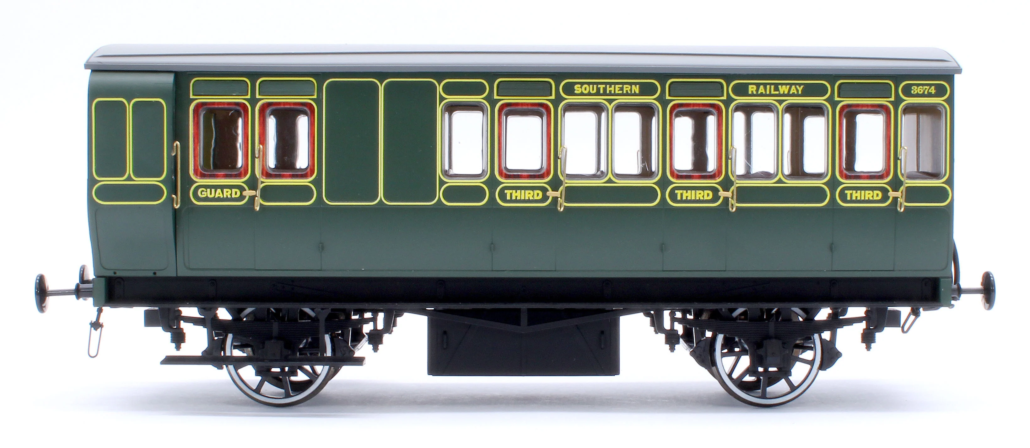 7P-020-552 Stroudley 4 Wheel Electrically Lit Brake 3rd Southern Lined Green 3674 - Image 2