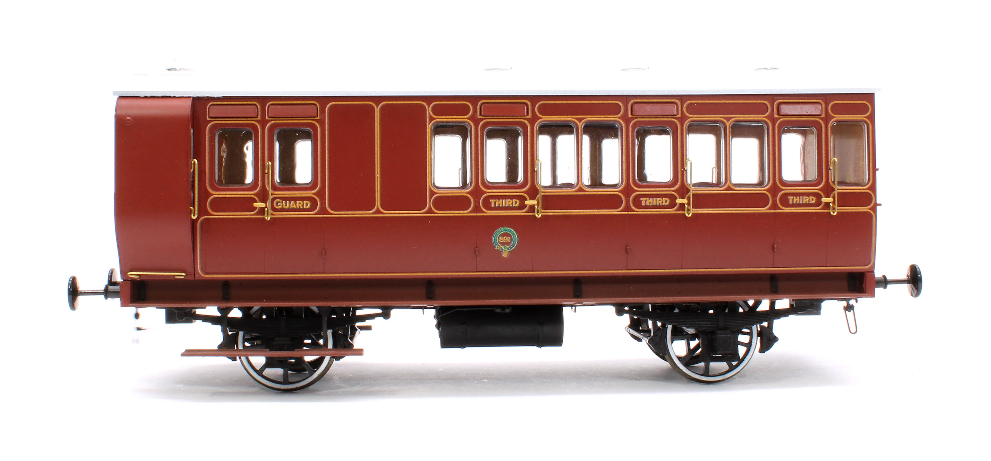 7P-020-580D Stroudley 4 Wheel Gas Lit Brake 3rd Lined Brown 891 (Light Bar Fitted) - DCC Fitted - Image 2