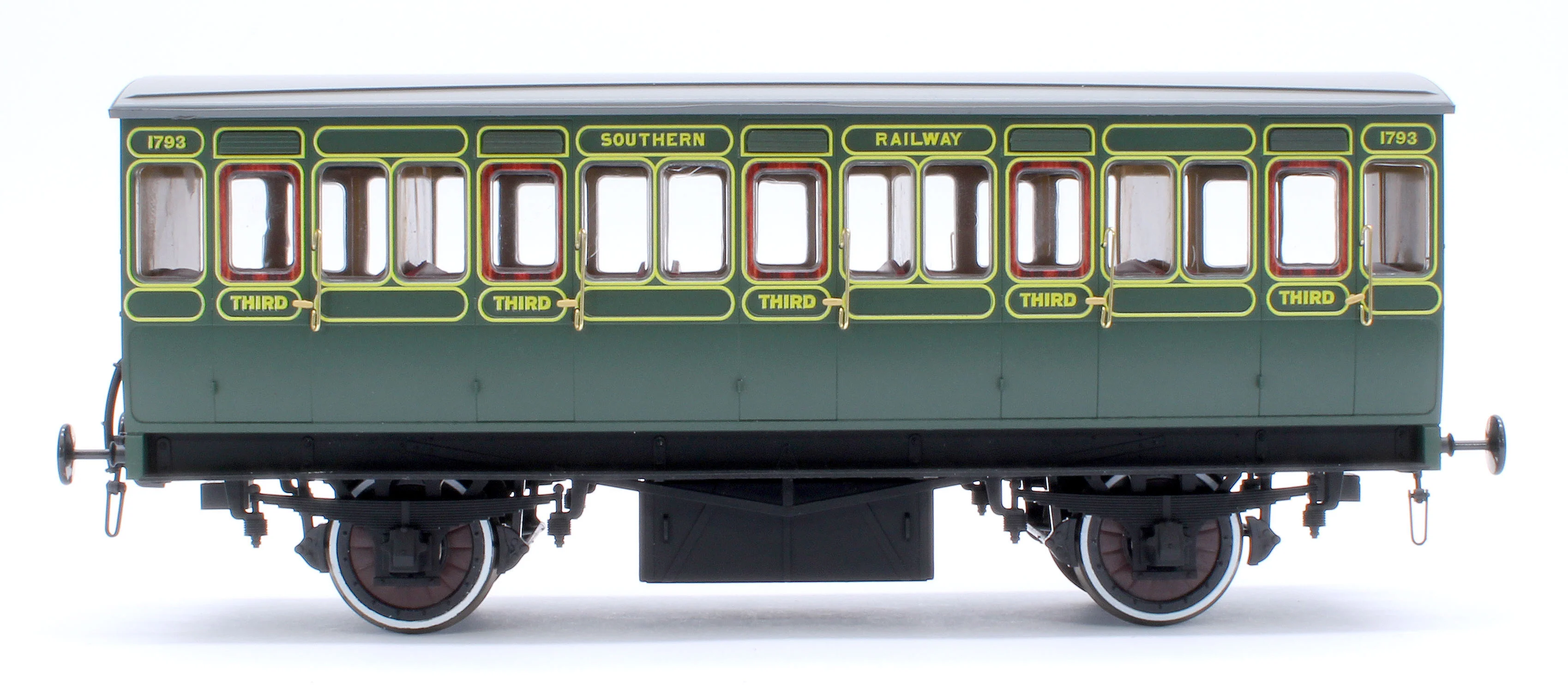 7P-020-651L Stroudley 4 Wheel Electrically Lit All 3rd Southern Lined Green 1793 - Light Bar Fitted - Image 2