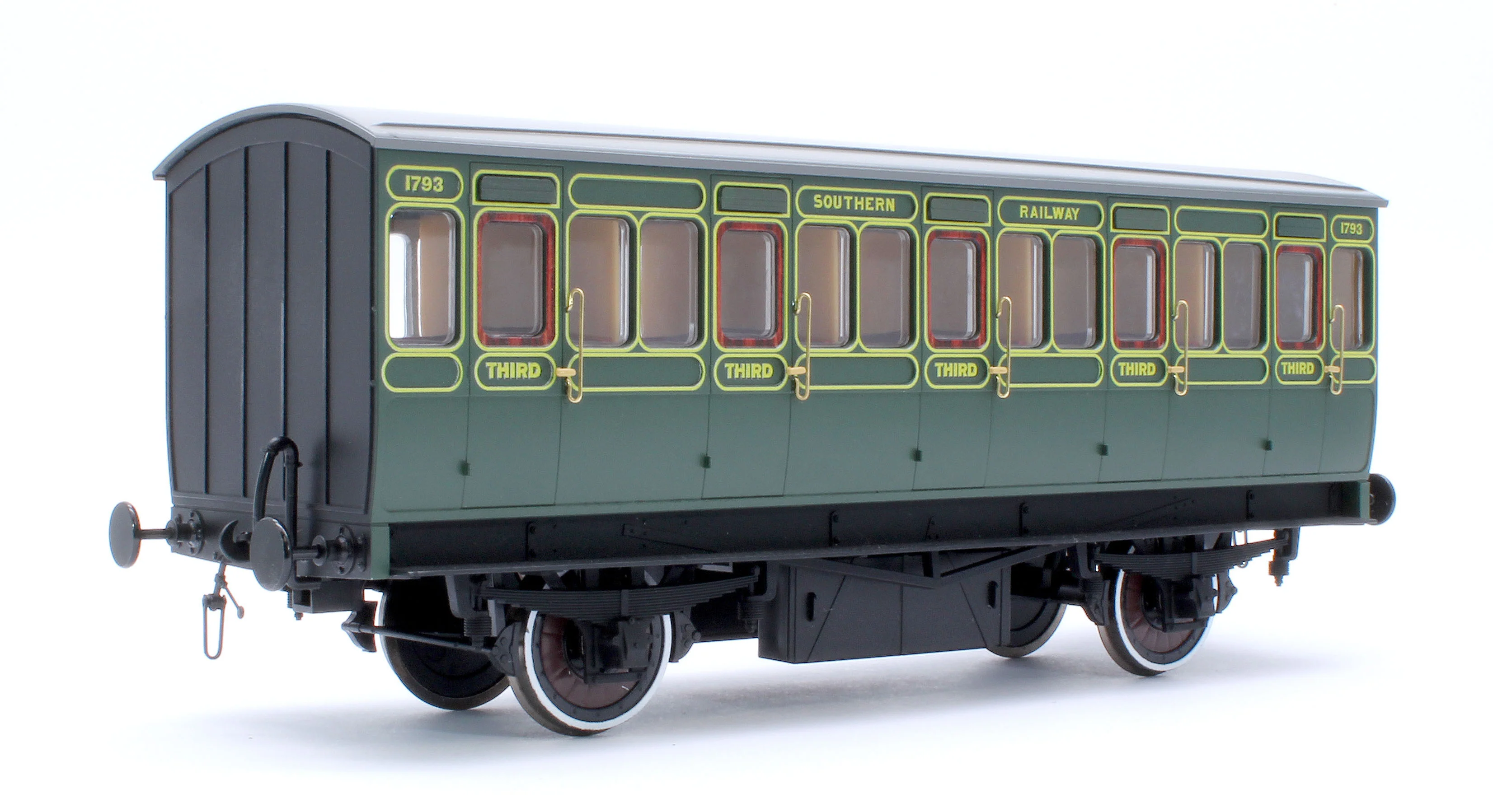 7P-020-651L Stroudley 4 Wheel Electrically Lit All 3rd Southern Lined Green 1793 - Light Bar Fitted - Image 3