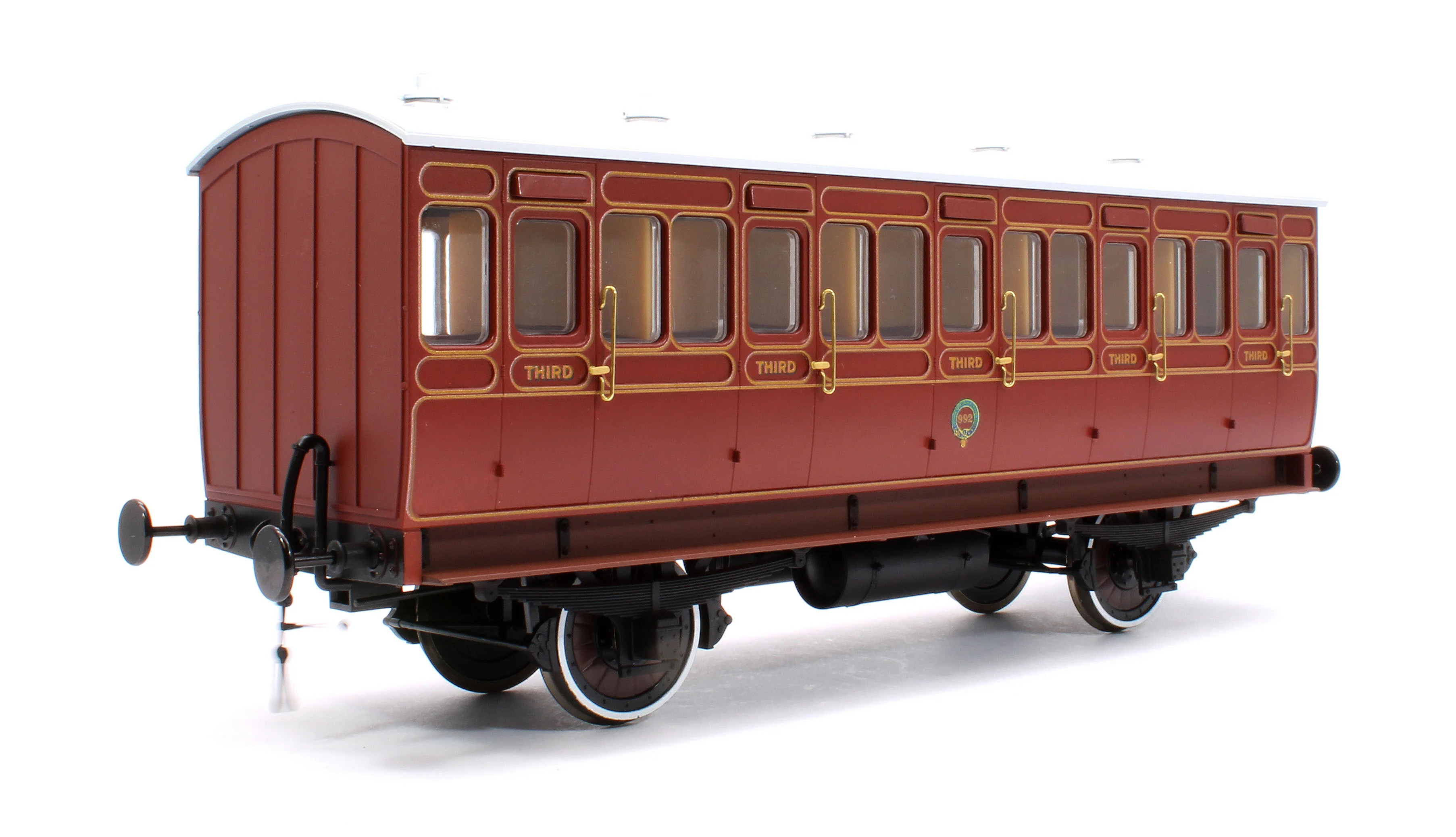 7P-020-680L Stroudley 4 Wheel Gas Lit 3rd Lined Brown 992 (Light Bar Fitted) - Image 3
