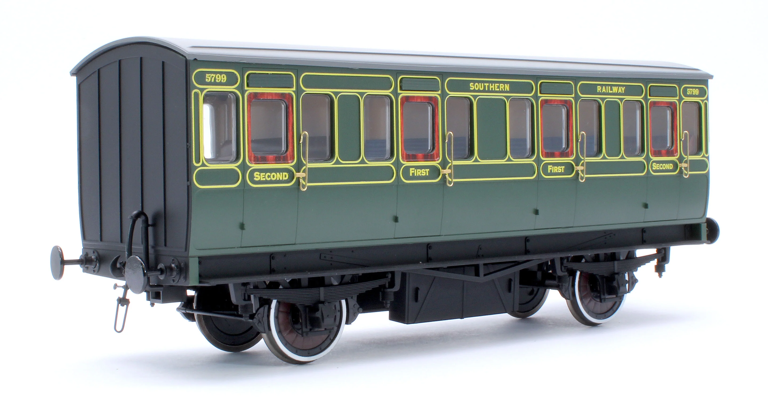 7P-020-851L Stroudley 4 Wheel Electrically Lit Composite Southern Lined Green 5799 - Light Bar Fitted - Image 3