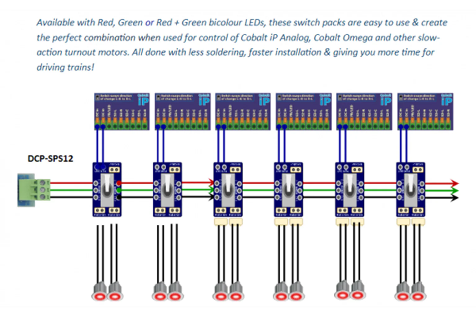 DCP-CBSDC Cobalt iP Analogue and Omega Switch Pack with LEDs (RED and GREEN) - Image 3