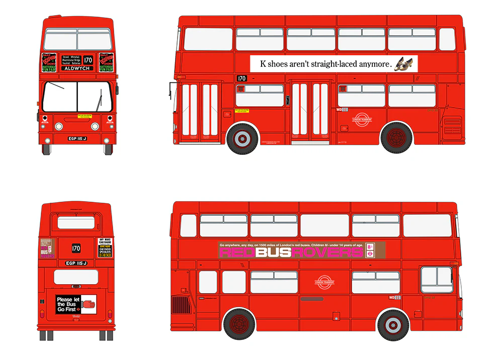 E43001 Daimler Fleetline DMS115 London Transport Route 170 Aldwych