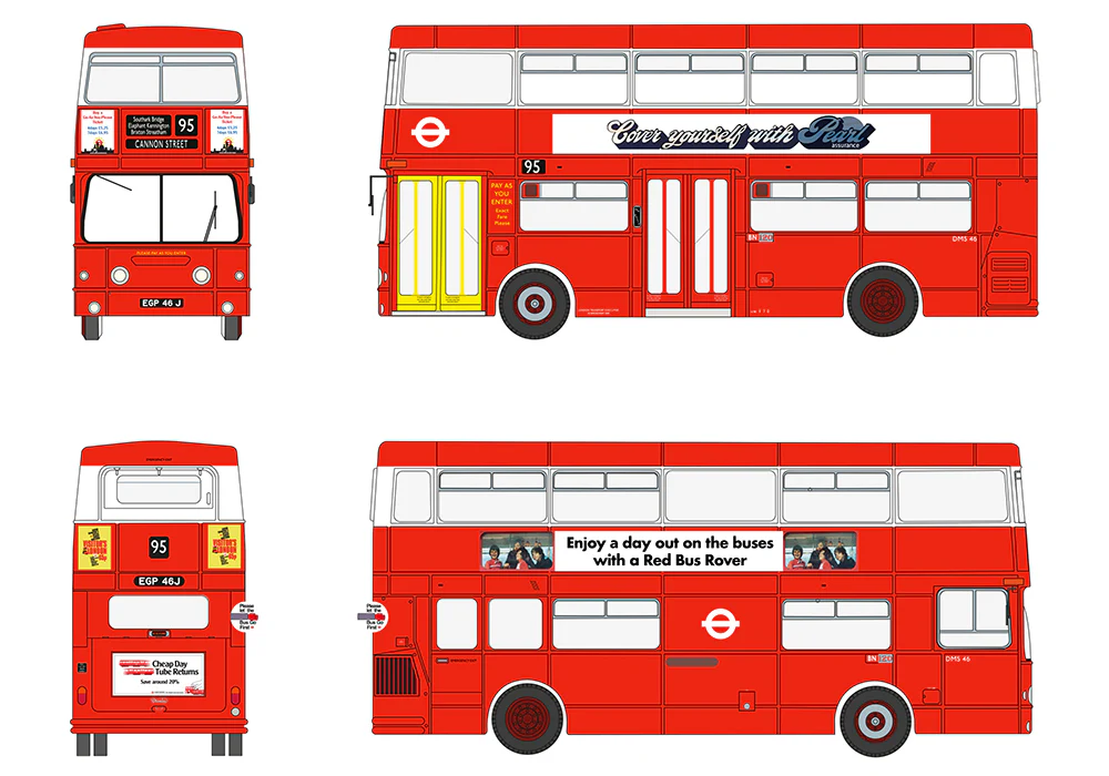 E43004 Daimler Fleetline DMS46 London Transport Route 95 Cannon Street