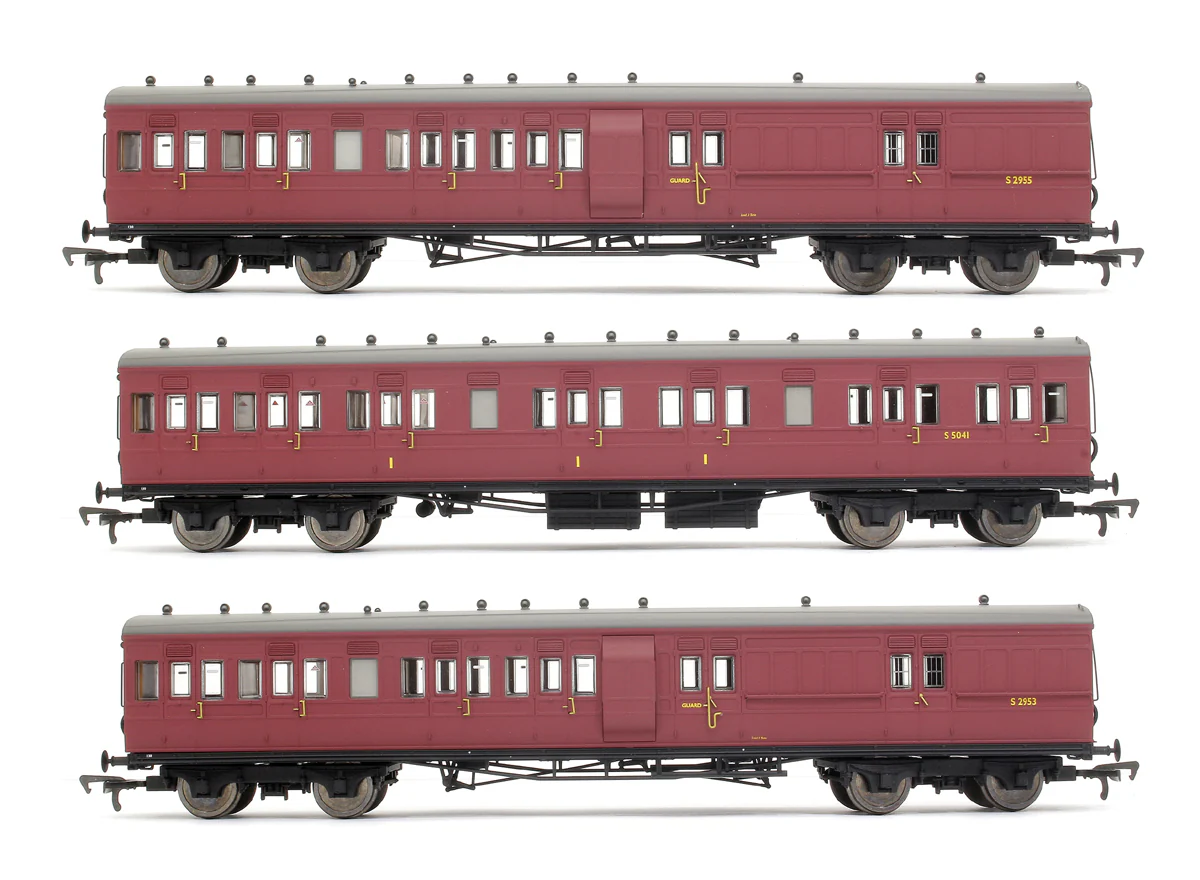 E86014 LSWR Cross Country 3-Coach Pack BR Crimson No. 130