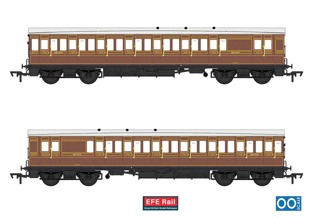E86025 54ft non-Corridor Brake Third LBSCR Raw Umber No.4935