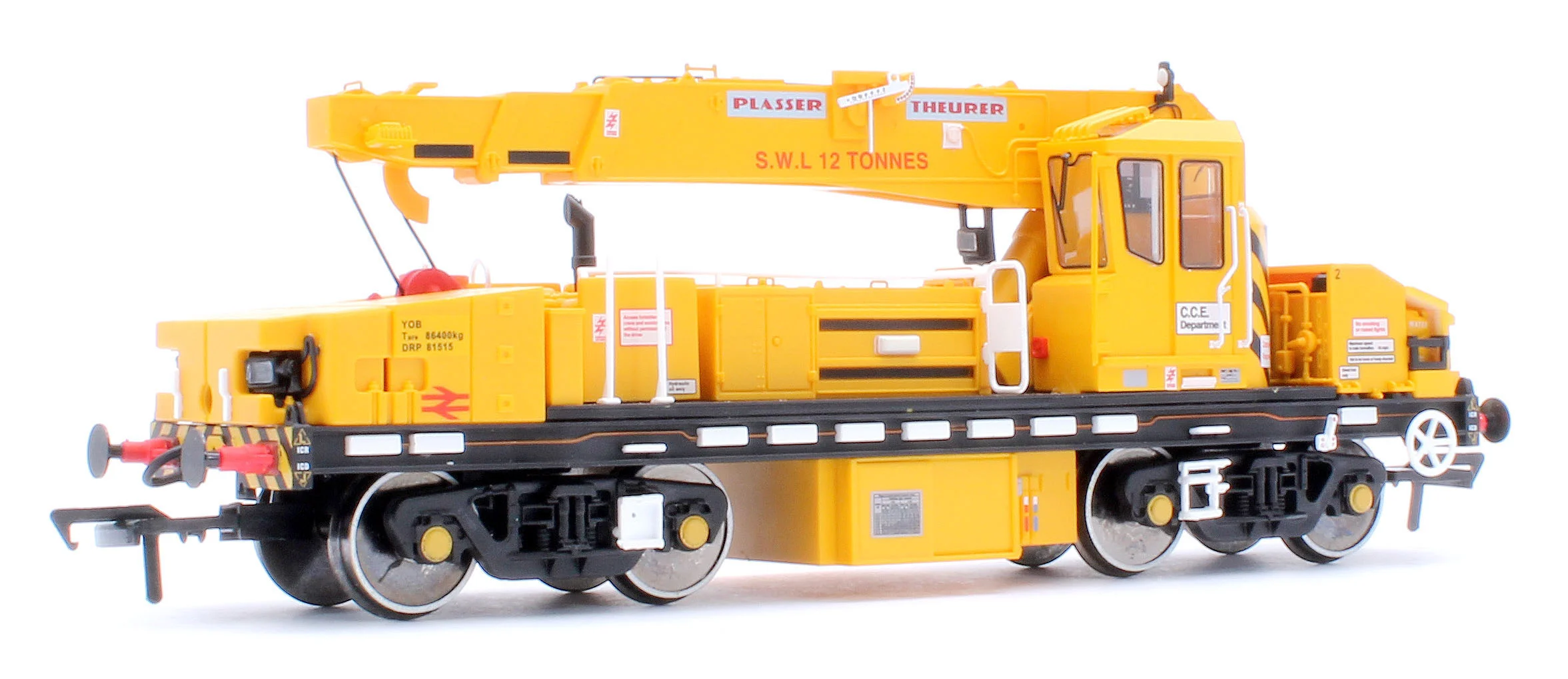 E87108 Plasser 12T YOB Diesel-Hydraulic Crane DRP81515 BR Departmental Yellow - Image 3