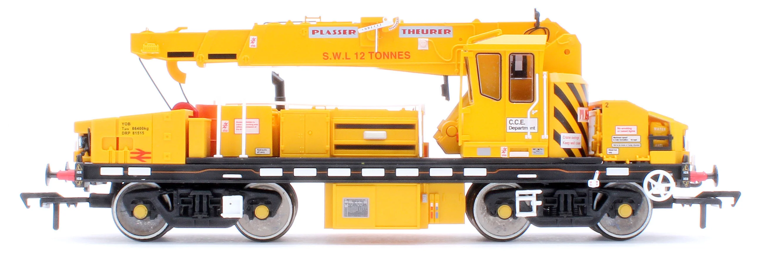E87108 Plasser 12T YOB Diesel-Hydraulic Crane DRP81515 BR Departmental Yellow - Image 4