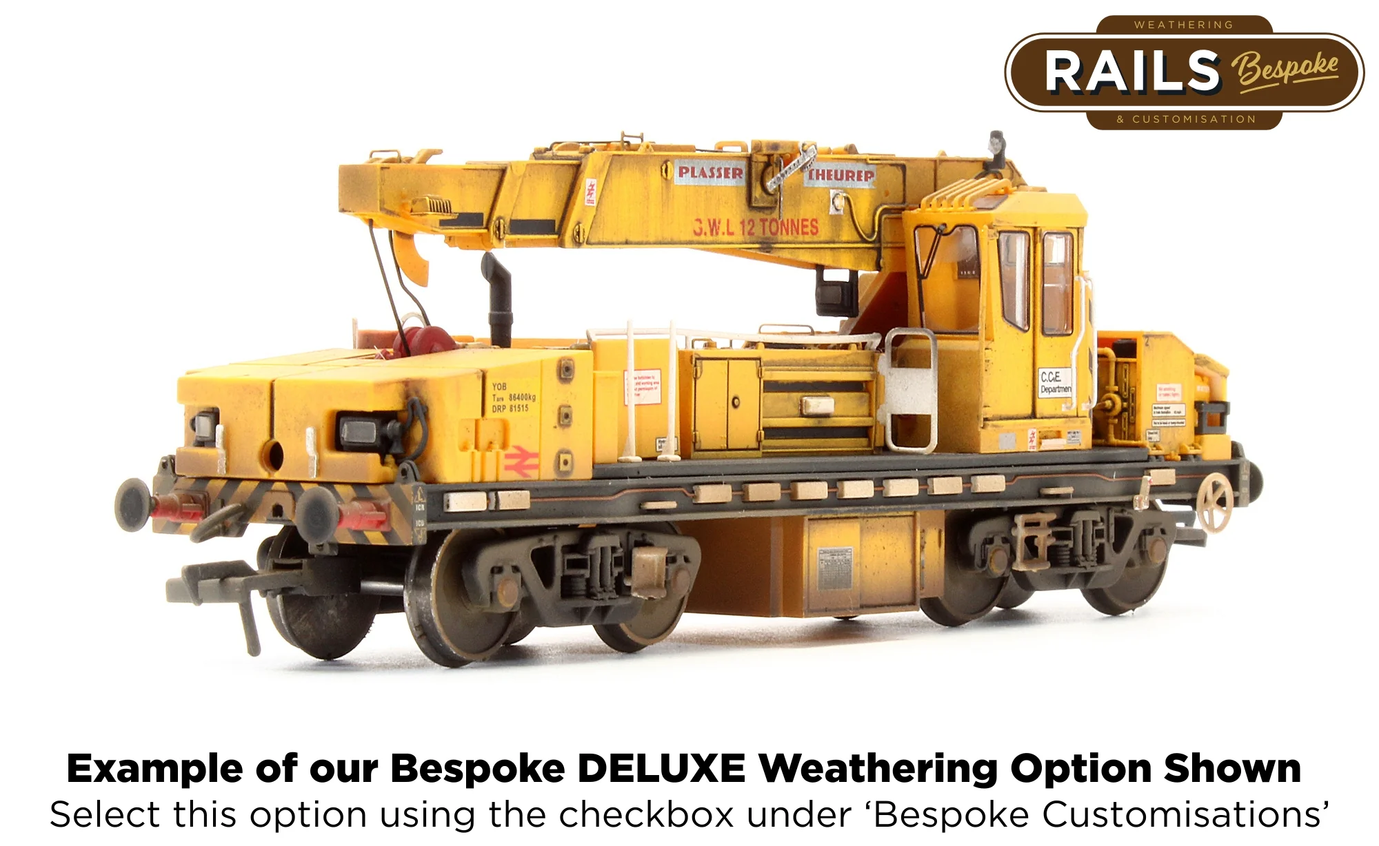 E87108 Plasser 12T YOB Diesel-Hydraulic Crane DRP81515 BR Departmental Yellow - Image 5