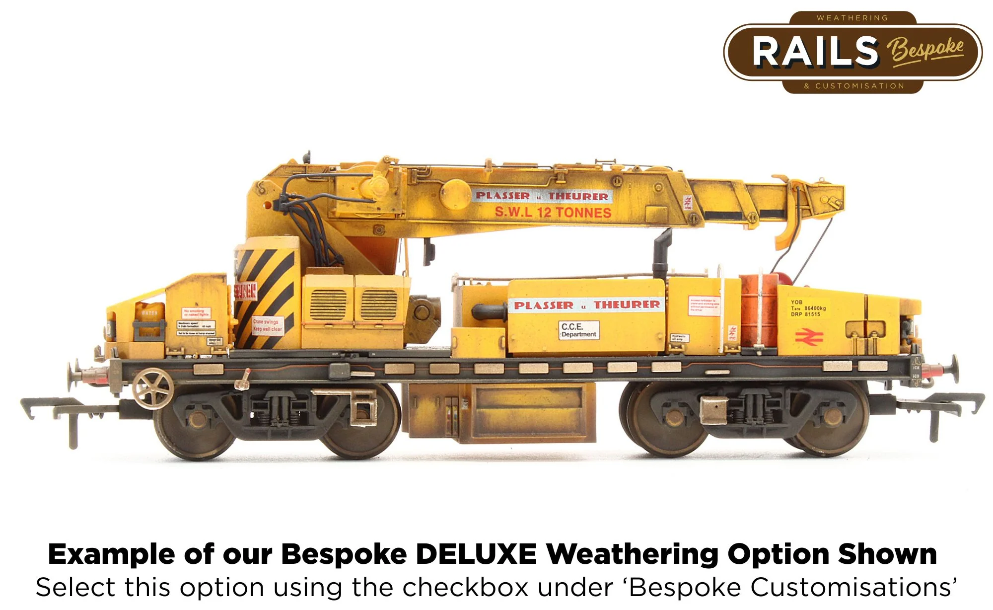 E87108 Plasser 12T YOB Diesel-Hydraulic Crane DRP81515 BR Departmental Yellow - Image 7