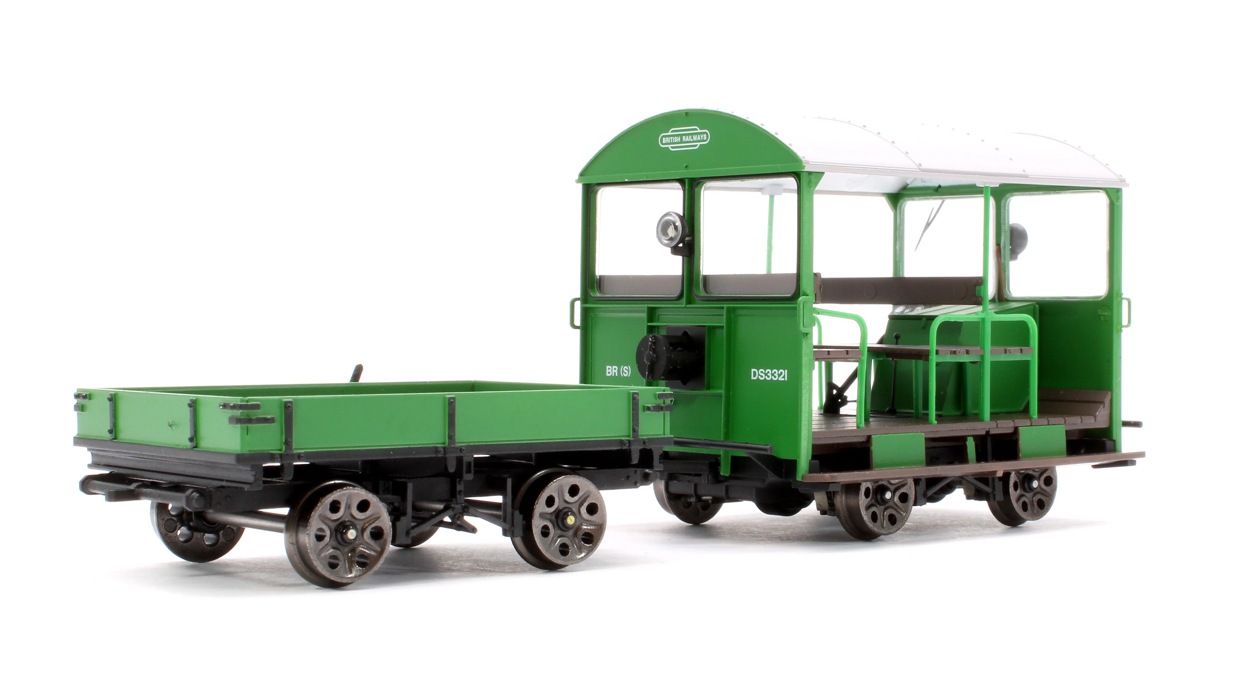 E1017 Wickham Trolley & Trailer, BR (SR) Green DS3321 - Image 3