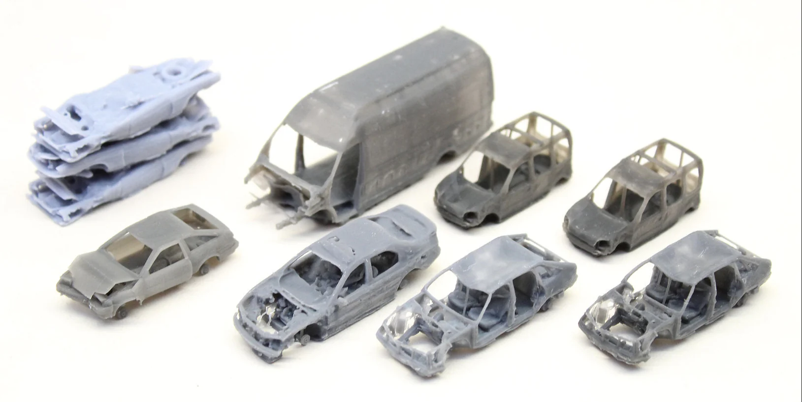 BS1056 Scrap Yard Cars and Vans UNPAINTED - Pack of 10
