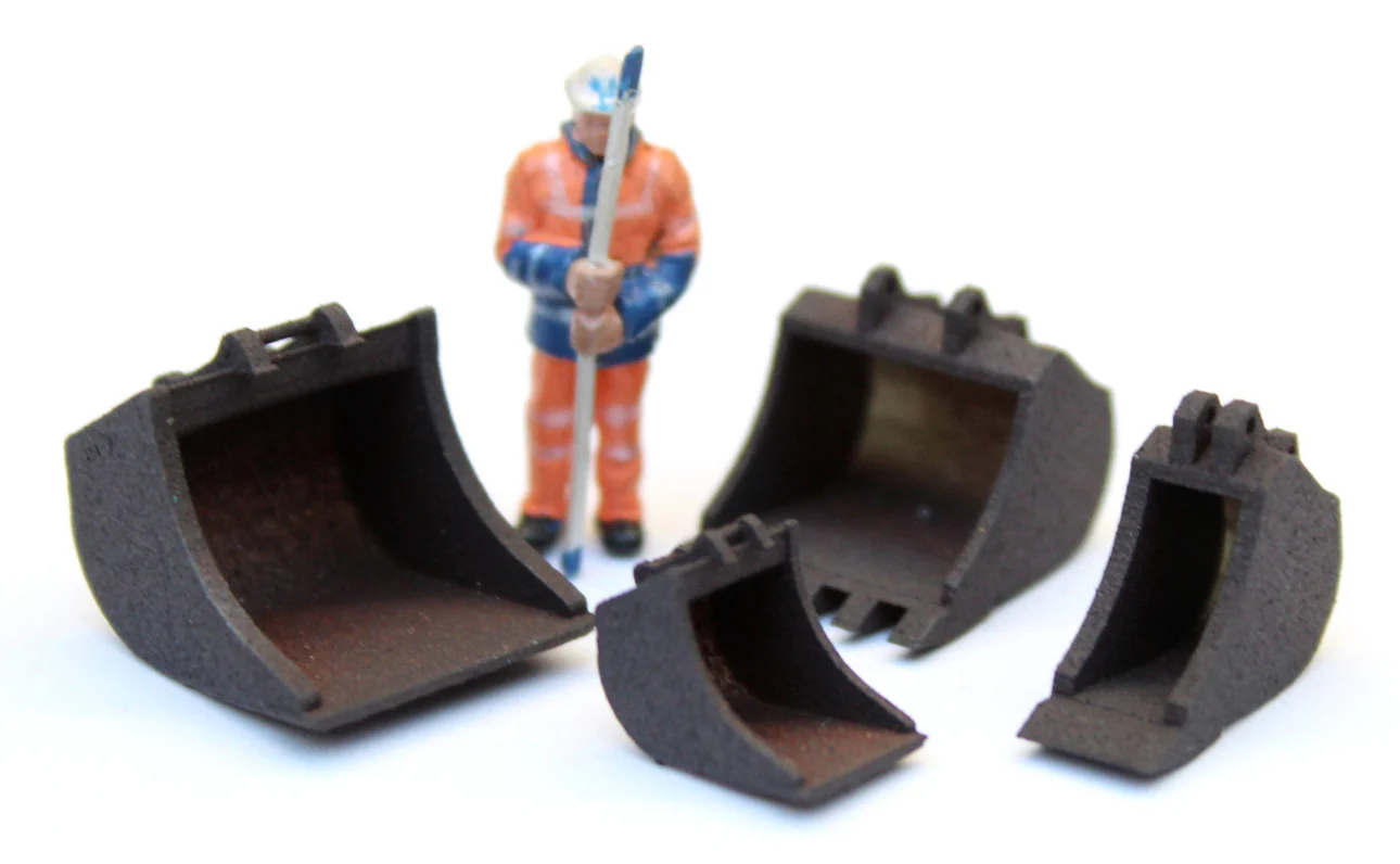 BS1059 Digger Buckets - Rusty - PAINTED - Pack of 4 1:76 OO Gauge